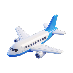 Commercial Airplane 3D Icon for Travel & Aviation