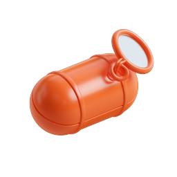 Orange Compact Mirror Keychain Icon | 3D Clay Style
