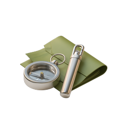 Compass and Whistle Exploration Icon - 3D Realistic