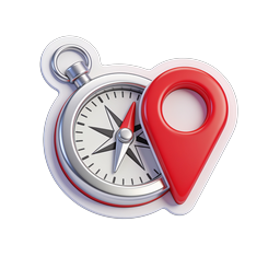 Compass with Location Pin Icon - 3D Navigation Marker