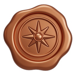 Compass Rose Wax Seal Icon - Bronze 3D Render