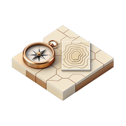 Isometric Compass and Topographic Map Icon