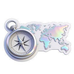 Compass and World Map Icon | Travel & Navigation
