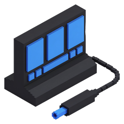 Isometric Computer Chart Device Icon for Data Analytics