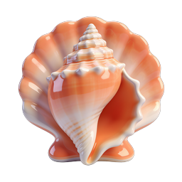 Realistic 3D Conch Seashell Icon - Ocean Nature Design