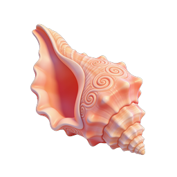 3D Conch Shell Icon - Realistic Coral Seashell