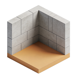 Isometric Concrete Block Corner Wall Icon