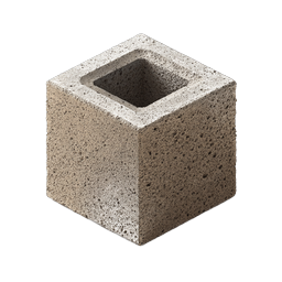 Hollow Concrete Building Block Icon - Realistic 3D Render