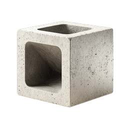 Realistic Concrete Block 3D Icon for Architecture