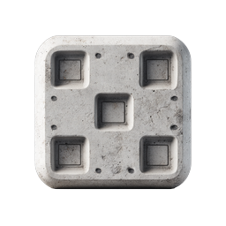 Realistic Concrete Block Icon - Industrial 3D Render
