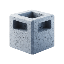 Concrete Cinder Block Icon - Realistic 3D Building Material
