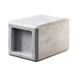 Concrete Cinder Block Icon - 3D Realistic Construction Material