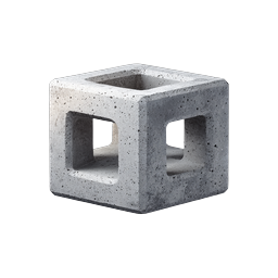 Concrete Cinder Block Icon - Realistic 3D Render
