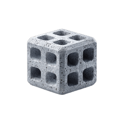 Concrete Cinder Block Icon - Realistic 3D Building Material