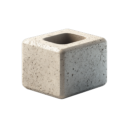 Concrete Cube Block Icon - Realistic 3D Render