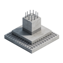 Concrete Foundation with Rebar Reinforcement 3D Icon