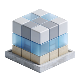 Concrete Glass Cube 3D Render Icon