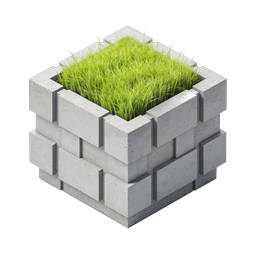 Concrete Block with Grass Top 3D Icon