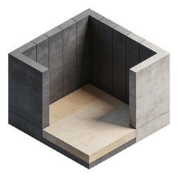 Isometric Concrete Room Icon | 3D Empty Interior