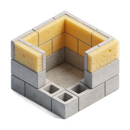 Isometric Concrete Wall Construction Icon
