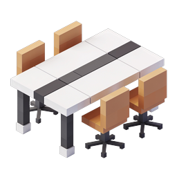 Isometric Conference Table with Office Chairs Icon
