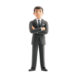 Confident Businessman 3D Icon | Professional Character