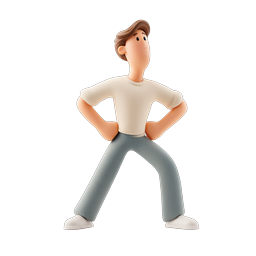 Confident Man Power Pose 3D Cartoon Character Icon