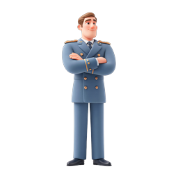 自信に満ちた制服警官の 3D キャラクターアイコン