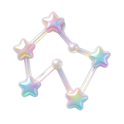 Connected Stars Network Icon - Holographic 3D Design
