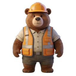 Playful Construction Bear Icon for Safety and Work Themes