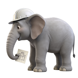 Construction Elephant Architect with Blueprint Icon