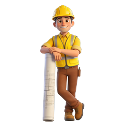 3D Construction Engineer Character with Blueprint