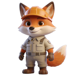 Adorable Construction Fox Icon for Kids & Safety Themes