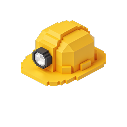 3D Voxel 建設用ヘルメット(ヘッドランプ付き)アイコン