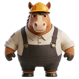 Cute Construction Horse Icon for Kids and Professionals