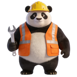 Construction Panda Worker 3D Character Icon with Wrench