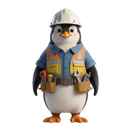 Adorable Construction Penguin Icon for Engaging Projects