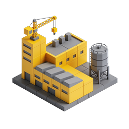 Isometric Construction Site Icon with Crane
