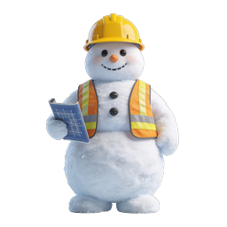 Icono de muñeco de nieve trabajador de construcción – personaje 3D