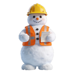 Construction Snowman Worker Icon - 3D Safety Helmet Design