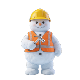 Construction Worker Snowman Icon - 3D Winter Character