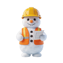 Bauarbeiter-Schneemann-Icon - 3D-Feiertagscharakter