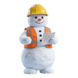 Construction Snowman Character with Hard Hat & Blueprint