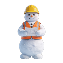 Construction Snowman Icon with Hard Hat & Blueprint
