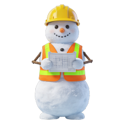 Construction Snowman Worker with Blueprint 3D Icon