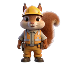 Playful Construction Squirrel Icon for Mascots