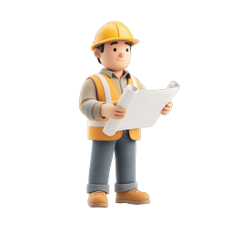 Construction Worker Blueprint 3D Character Icon