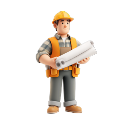 Construction Worker with Blueprints - 3D Character Icon