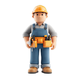 Biểu tượng 3D Nhân vật Công nhân Xây dựng