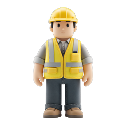 Construction Worker Character Icon - 3D Clay Style